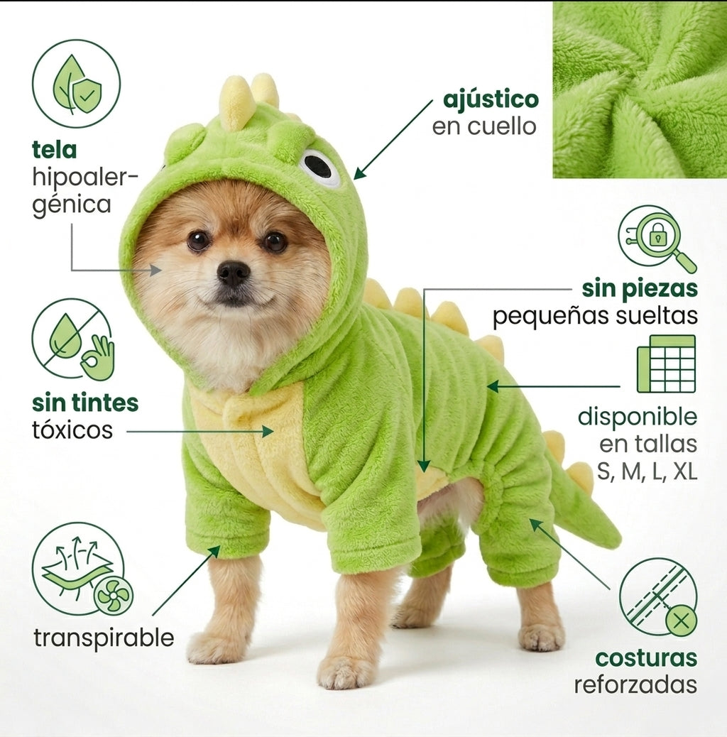 Ropa para mascotas de dinosaurio